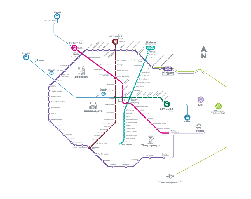 mapa  Sistema de Tren Eléctrico Urbano (SITEUR)